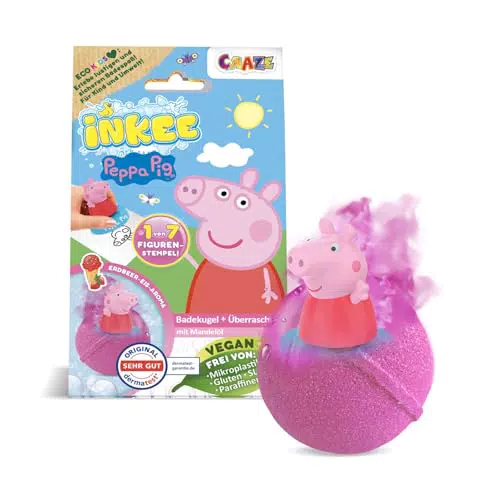 Inkee Palline da Bagno per Bambini con Giocattolo Peppa Pig e Profumo di Fragola