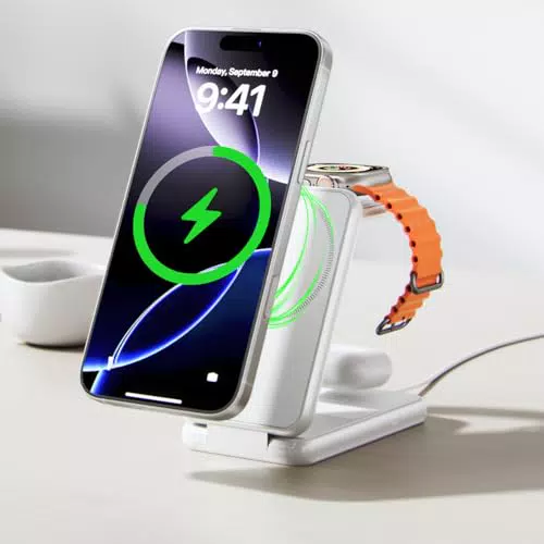 iVANKY Stazione di ricarica wireless 3 in 1 veloce per iPhone e AirPods