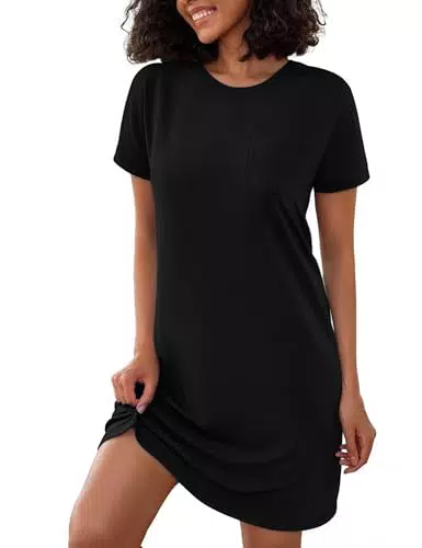 Jahetuul Camicia da Notte Donna in Cotone a Maniche Corte Leggera e Confortevole