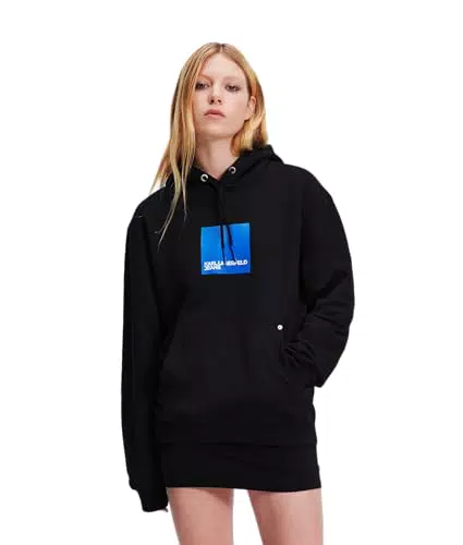 Karl Lagerfeld Felpa con Cappuccio Box Logo Donna, Vestibilità Regolare