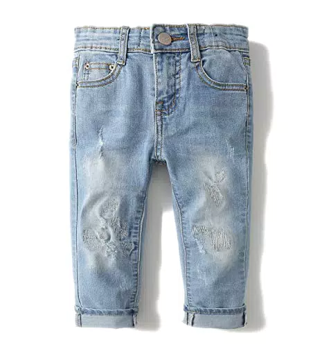 KIDSCOOL Jeans Strappati per Neonato da Bambina con Fascia Elastica
