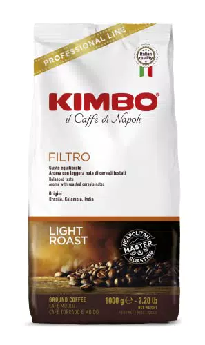 Kimbo Caffè Filtro Macinato Tostatura Chiara con Aroma di Cereali Tostati