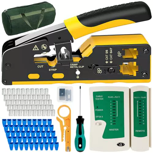 Brand: Kit Crimpatura Multifunzione RJ45 Pass Through per Cavi Rete CAT5 CAT6 CAT7