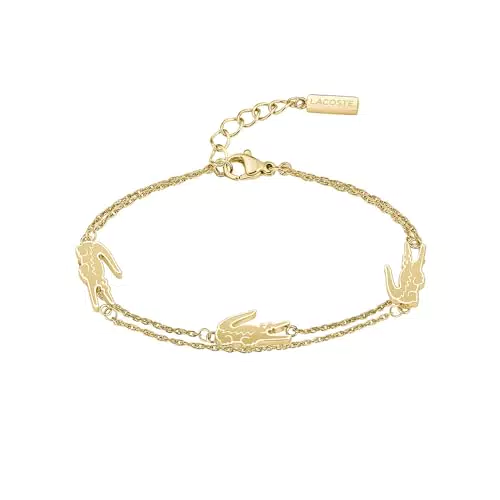 Lacoste Bracciale Doppia Catena da Donna Collezione CROCODILE con Charms