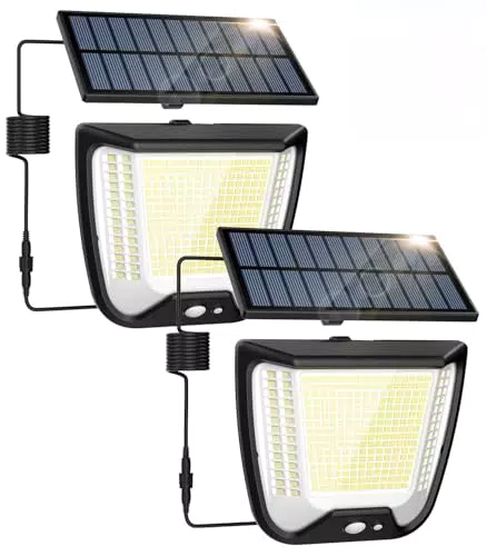Luce Solare Esterno LED con Pannello, Faretto IP65 Impermeabile con Sensore di Movimento