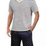 Marvmys Pigiama Estivo da Uomo in Cotone con Scollo a V e Maniche Corte