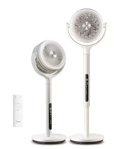 Midea MCF25GRW Ventilatore a Piantana Silenzioso con Oscillazione Omnidirezionale