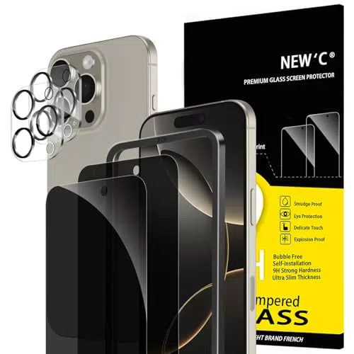 NEW'C Pellicola Protettiva Privacy per iPhone 16 Pro e Vetro Fotocamera