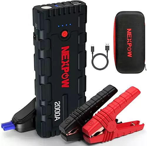 NEXPOW Avviatore Batteria Auto 2000A per Motori Fino a 7.5L con Torcia LED