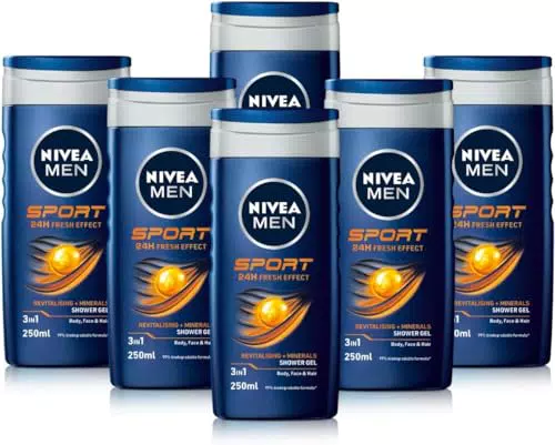 NIVEA MEN Sport Doccia Shampoo Rivitalizzante per Viso, Corpo e Capelli