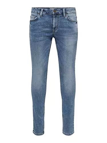 Only & Sons Jeans Uomo Slim Fit Affusolati Lavaggio Stone Denim
