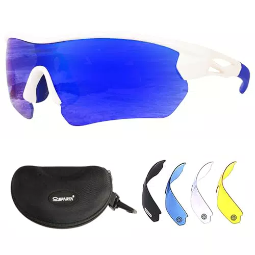 OUTDOORSPARTA Occhiali da Ciclismo con Lenti Antiriflesso Blue Mirror