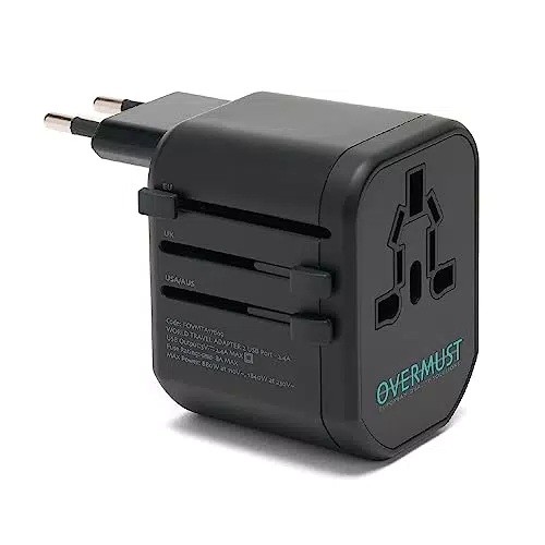 OVERMUST Adattatore Universale da Viaggio con 2 Porte USB e Spine Intercambiabili