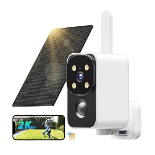 PESAIR Telecamera Esterno 4G LTE senza Fili con Visione Notturna e Pannello Solare