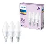 Philips LED E14 Candela 40W Smerigliata Luce Bianca Calda 2700K Risparmio Energetico