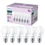 Philips Lampadine LED E27 60W Smerigliate a Risparmio Energetico 2700K