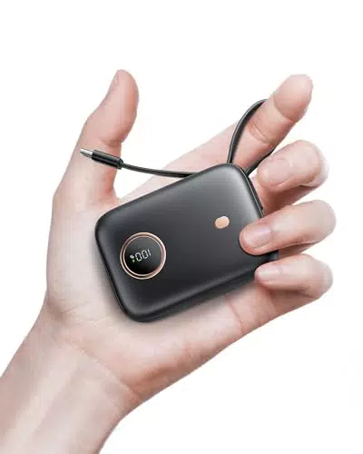 Power Bank 10000mAh 22.5W con Ricarica Rapida e Cavo USB-C Integrato
