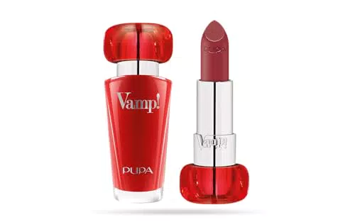 Pupa Rossetto Vamp! 200 Tawney Red - Rossetto dal Colore estremo con Trattamento volumizzante per Labbra rimpolpate