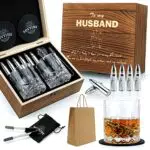 Set Regalo di Whisky per Lui - Bicchieri e Pietre Whisky per Anniversari e Compleanni