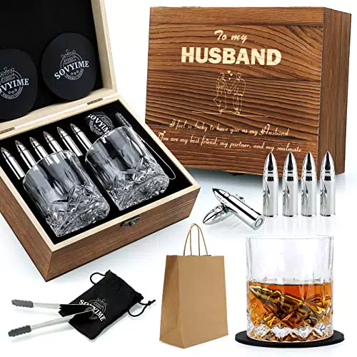 Set Regalo di Whisky per Lui - Bicchieri e Pietre Whisky per Anniversari e Compleanni