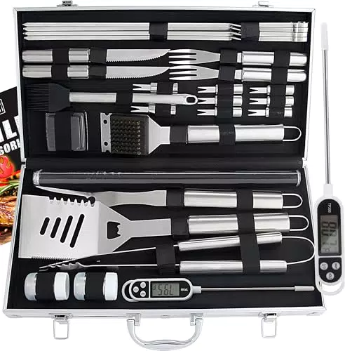 Romanticist Kit Accessori per Barbecue in Acciaio Inox con Custodia Alluminio