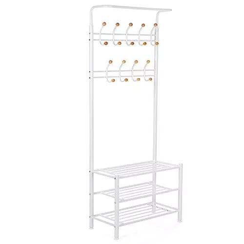 SONGMICS Stand Appendiabiti Portabiti con Ripiani Scarpiera HSR04W
