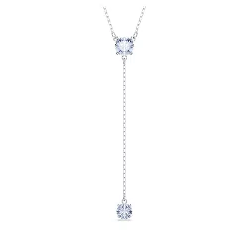 Swarovski Collana a Y Attract Placcata Rodio con Taglio Round