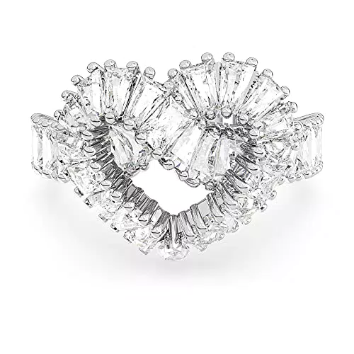Swarovski Anello Matrix con Motivo a Cuore in Zirconia e Cristalli Placcato Rodio