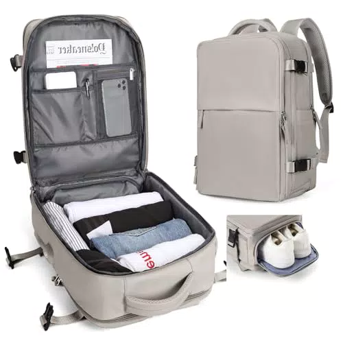 SZLX Zaino da Viaggio Impermeabile con Porta Scarpe e USB per Cabina e Trekking