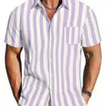 TARAINYA Camicia in Lino Uomo Maniche Corte Estiva Casual Hawaiana Regular Fit