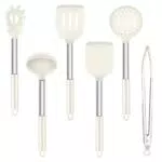 TEAMFAR Set di utensili da cucina in silicone con manico in acciaio inox resistente al calore