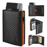 TEEHON Portafoglio Uomo Slim RFID Blocking in Fibra di Carbonio con Tasca Portamonete