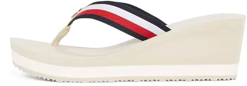 Tommy Hilfiger Infradito Corporate Wedge Sandal con Tacco a Zeppa