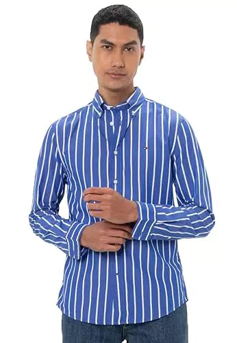 Tommy Hilfiger Camicia Flex Poplin Nautical in Cotone da Uomo