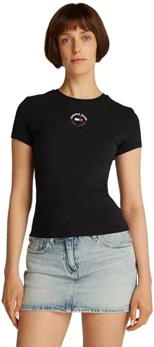 Tommy Jeans T-Shirt Slim Fit Donna Essential Logo Maniche Corte