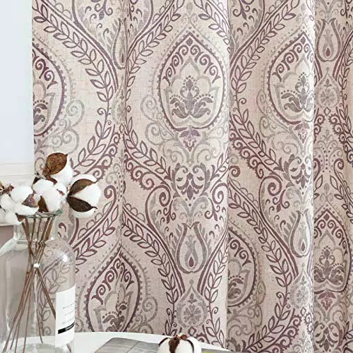TOPICK Tendine in lino vintage da bistrò, stile rustico con stampa floreale
