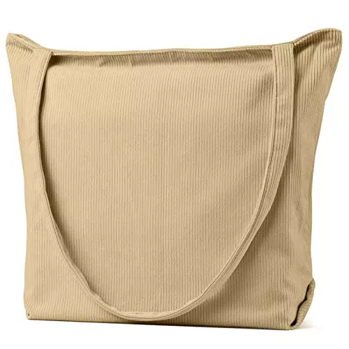 TTIAISHLE Borsa a Tracolla Ultraleggera in Corduroy con Zip, Borsa Tote e a Mano