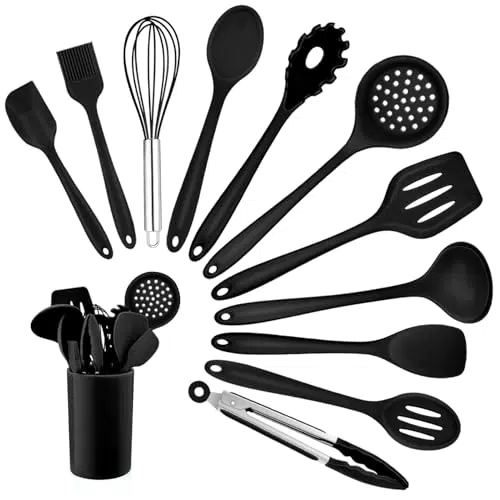 Homikit Utensili Cucina in Silicone, Mestoli Resistente al Calore con Supporto