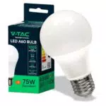 V-TAC Lampadina LED A60 E27 10.5W 1055 Lumen Efficienza Energetica 3000K