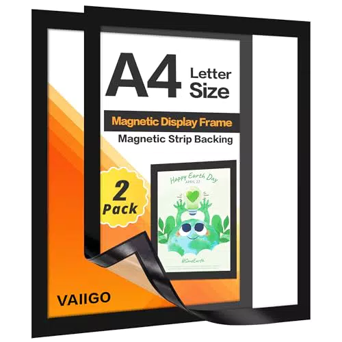 VAIIGO Cornice Espositiva Magnetica A4 per Frigorifero e Superfici Metalliche