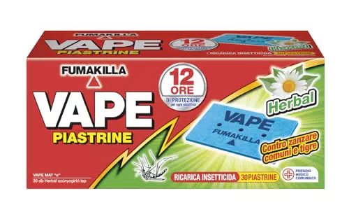 Vape Piastrine Profumate alle Erbe per Protezione da Zanzare, 12 Ore di Efficacia