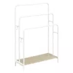 VASAGLE Portasciugamani da Terra a 3 Aste con Ripiano e Ganci, LLS019W01