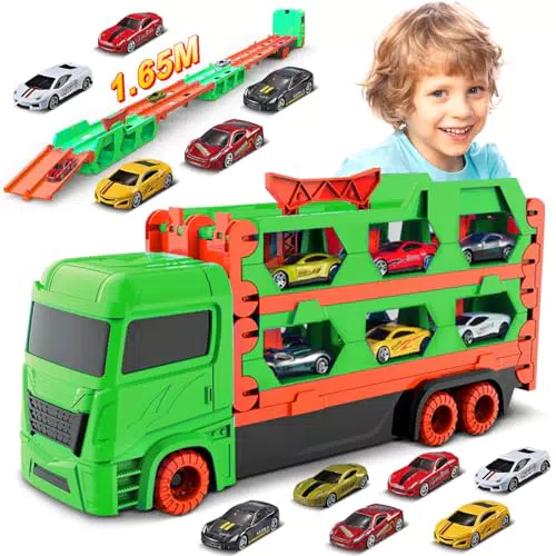 VATOS Camion Giocattolo con Pista Portatile per Bambini dai 3 ai 6 Anni