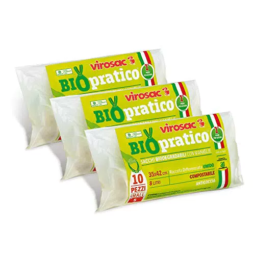 Virosac Biopratico - Sacchetti Biodegradabili con Maniglie Estrabili
