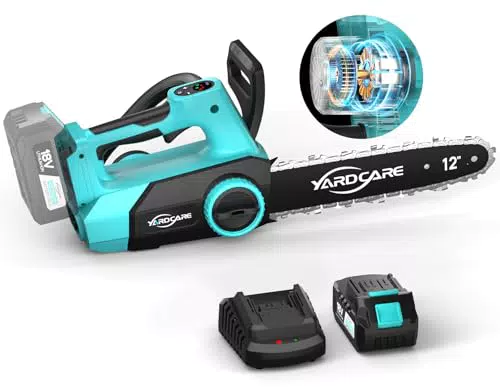 YARDCARE Motosega a Batteria 12 Pollici con Motore Brushless e Lubrificazione Automatica