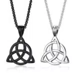 Collana Nodo Triangolo Cerchio Amuleto Ciondolo Gotico Punk Rock - Argento e Nero