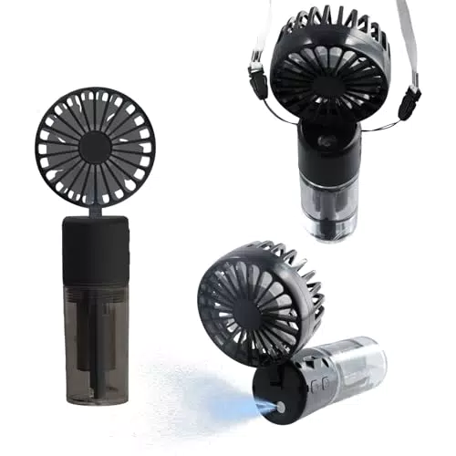 Ventilatore Portatile 3 in 1 con Nebulizzatore e Cordino, Ricaricabile e Pieghevole