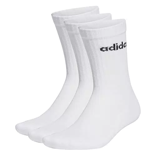 adidas Linear Crew Cushioned Socks 3 Pairs Calzini, Black / White