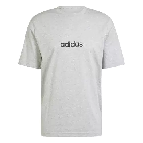 adidas Uomo Essentials Linear Single Jersey Tee, Pure Ruby/Black