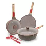 AIKENBBKK Set di Pentole e Padelle in Ceramica con Rivestimento Antiaderente
